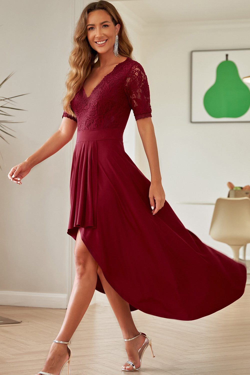 Entrancing High-Low V-Neck Loungedress