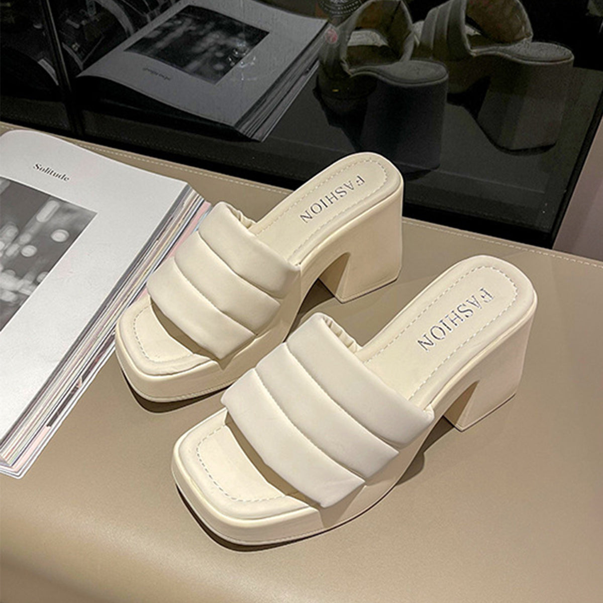 Block Heel Open Toe Sandals