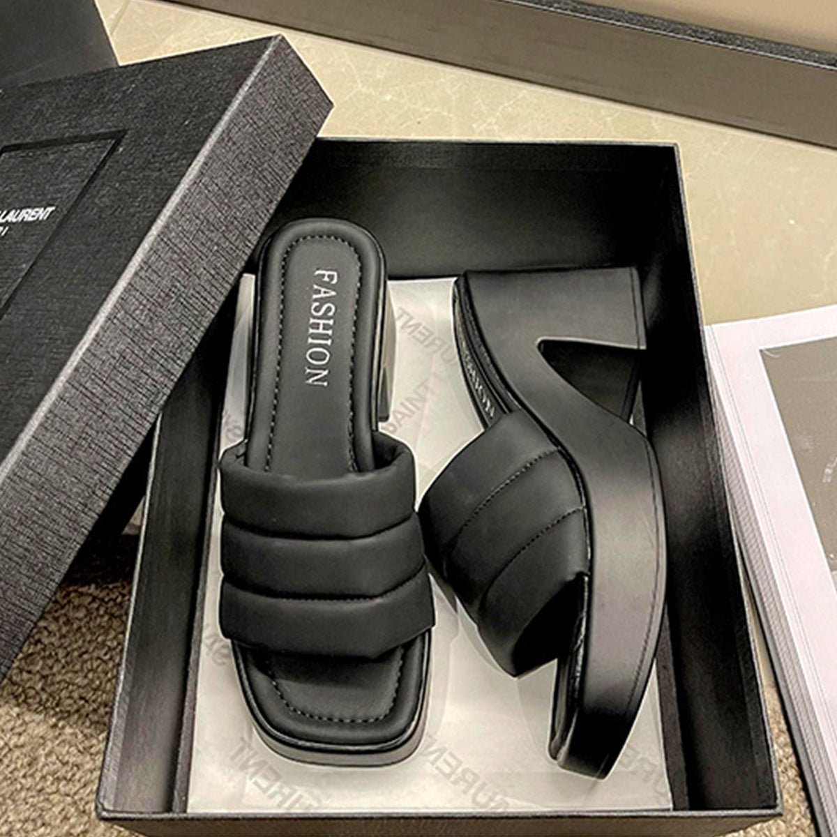 Block Heel Open Toe Sandals