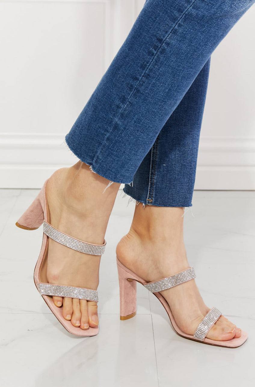 MMShoes Leave A Little Sparkle Block Heel Sandal in Pink