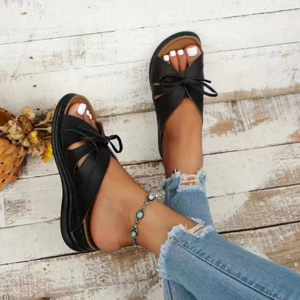 Bow Tie Open Toe Sandals