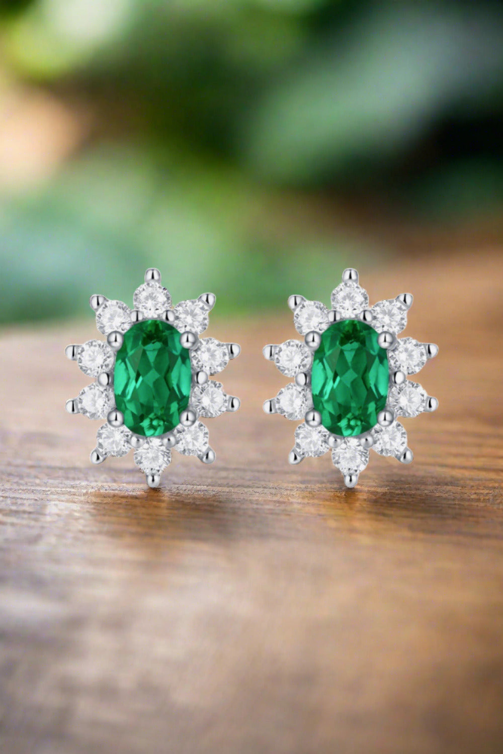 1 Carat Lab-Grown Emerald Stud Earrings
