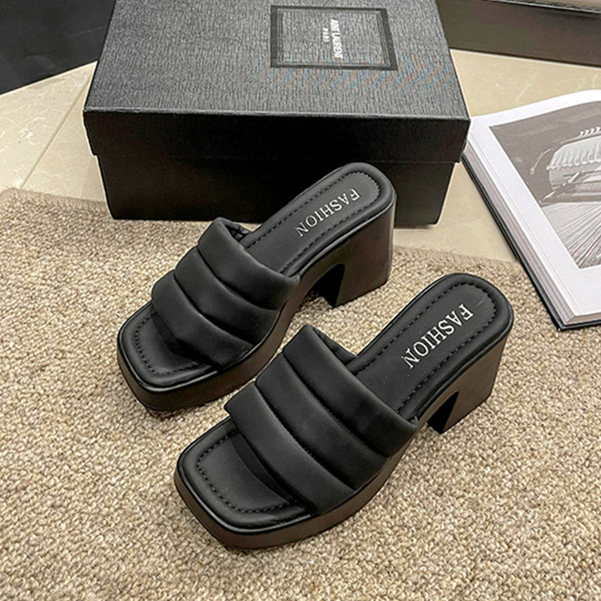 Block Heel Open Toe Sandals