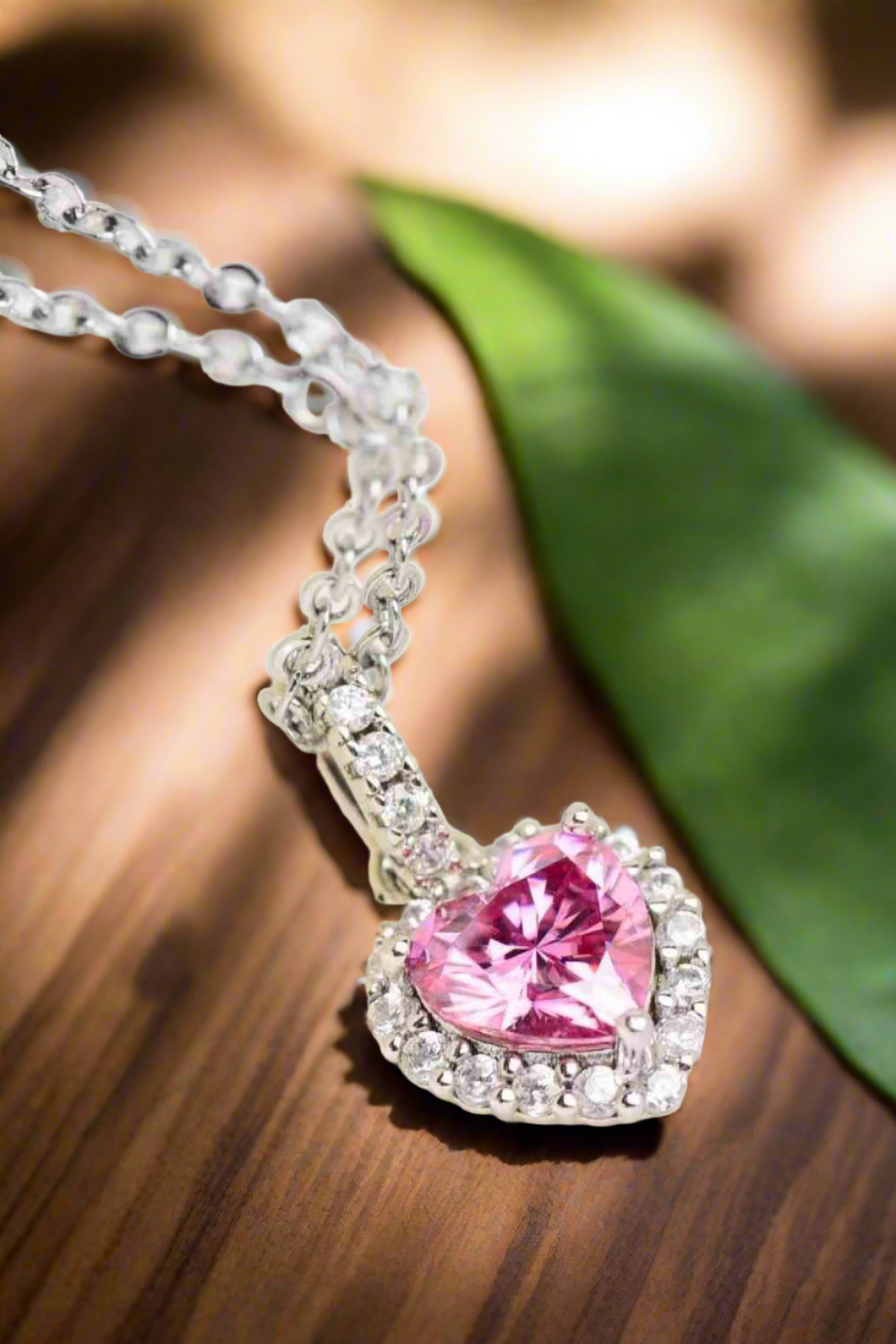 1 Carat Moissanite Pink Heart Pendant