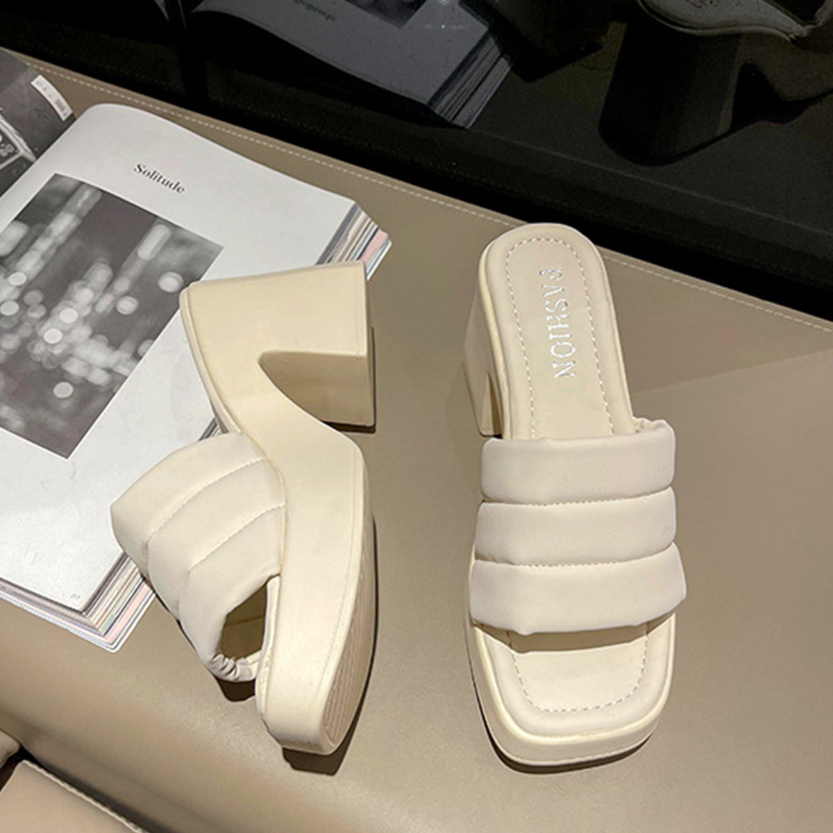 Block Heel Open Toe Sandals