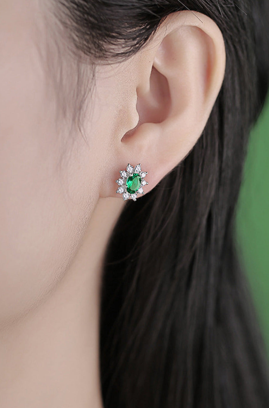 1 Carat Lab-Grown Emerald Stud Earrings