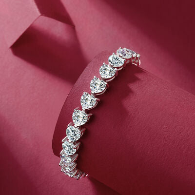 24 Carat Moissanite Heart Bracelet Set in Sterling Silver