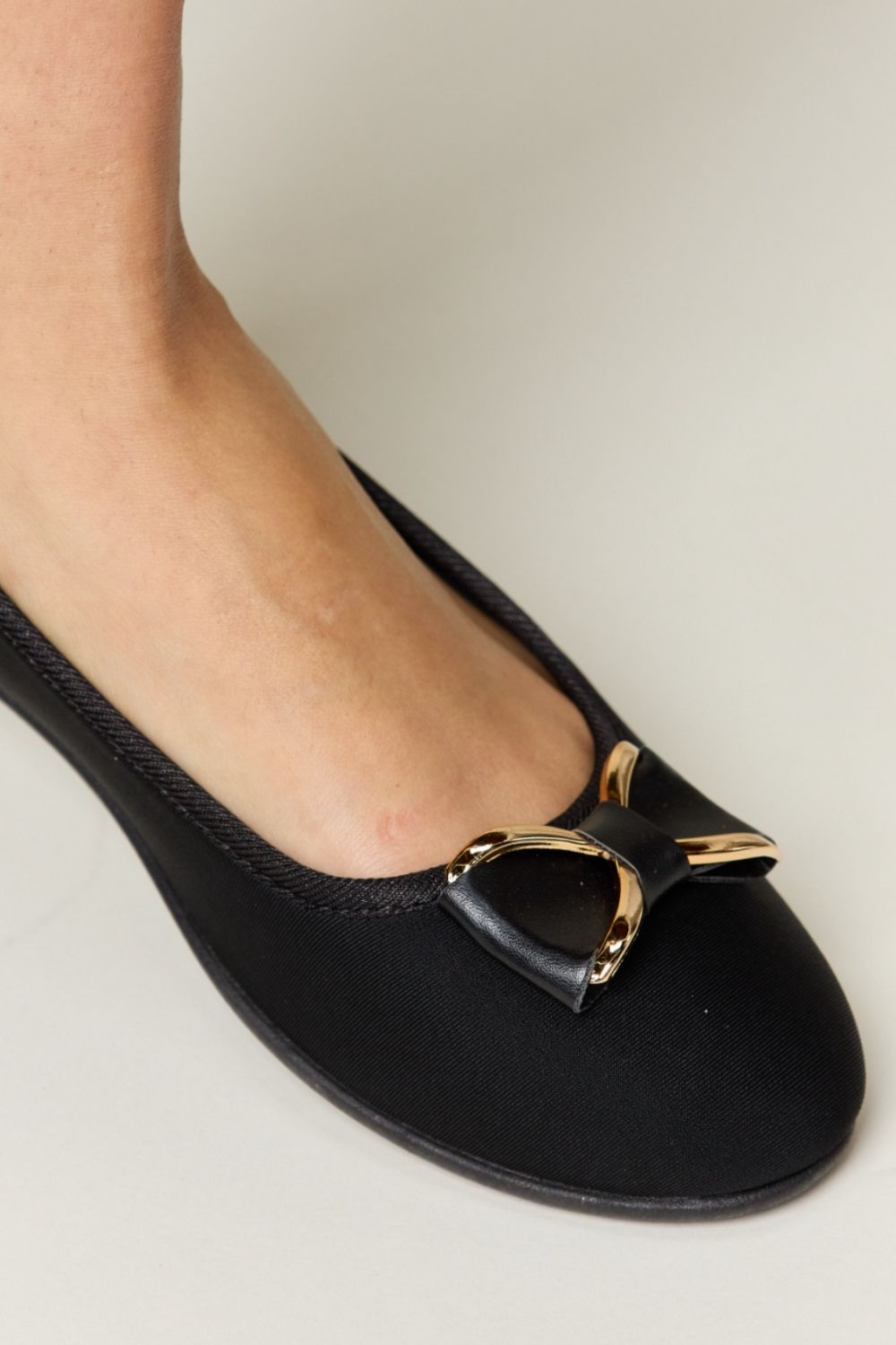 Forever Link Metal Buckle Black Flat Loafers