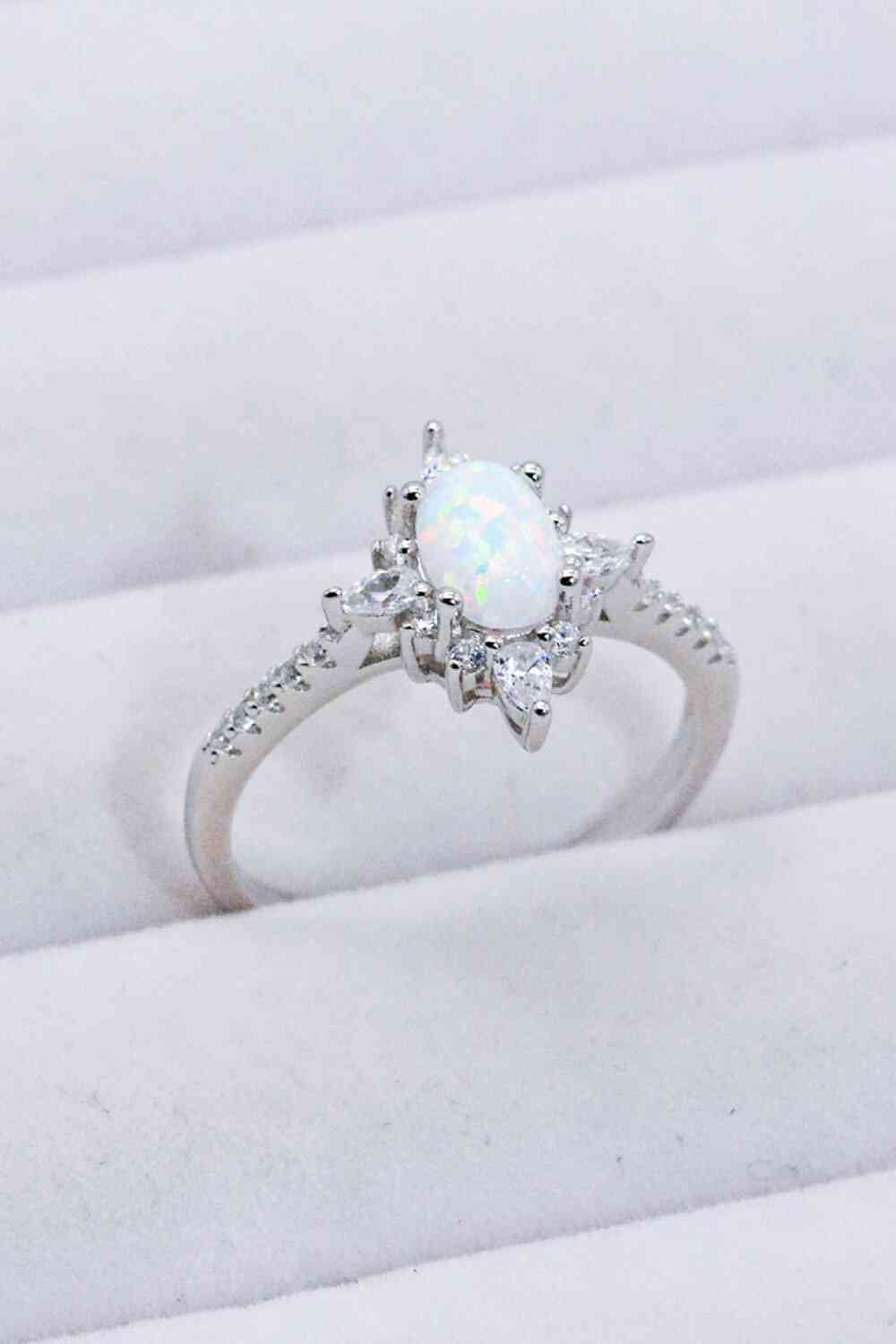 Opal and Zircon Ring