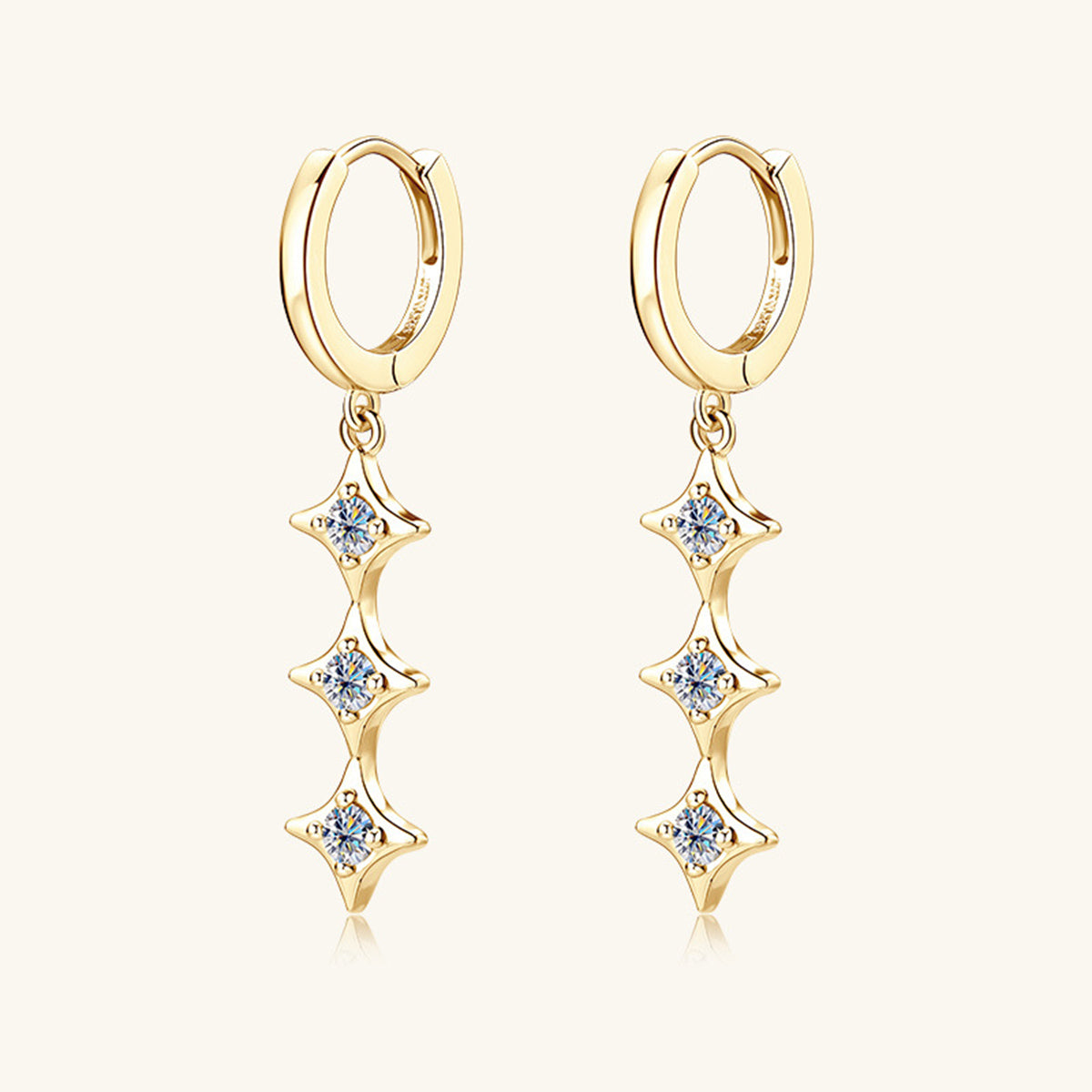 moissanite and gold plated sterling earrings