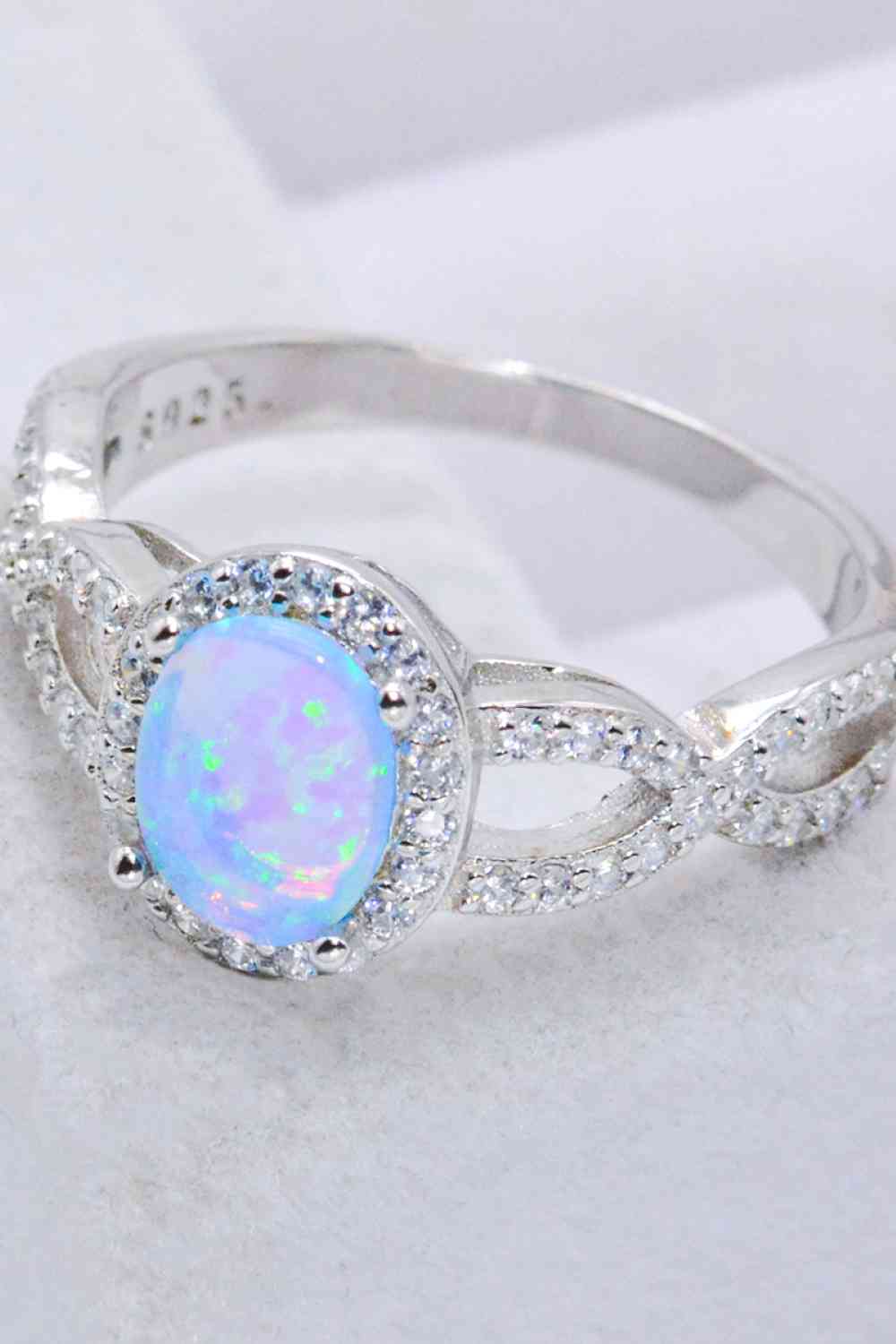 Opal Ring in Platinum Plated Sterling