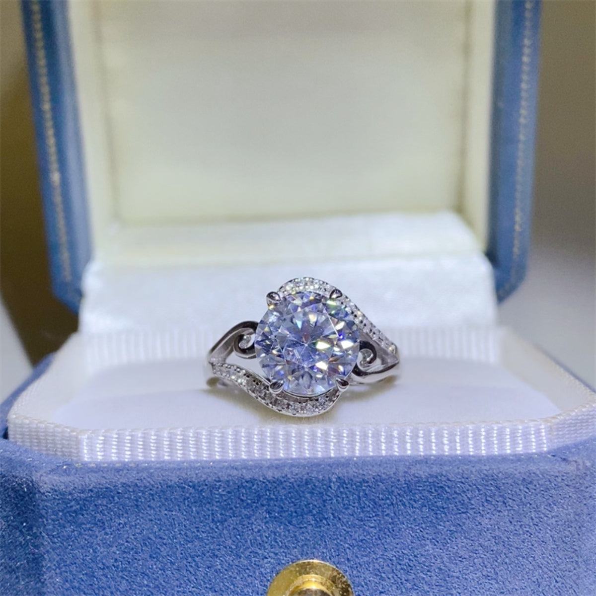 3 Carat Blue Moissanite Sterling Ring
