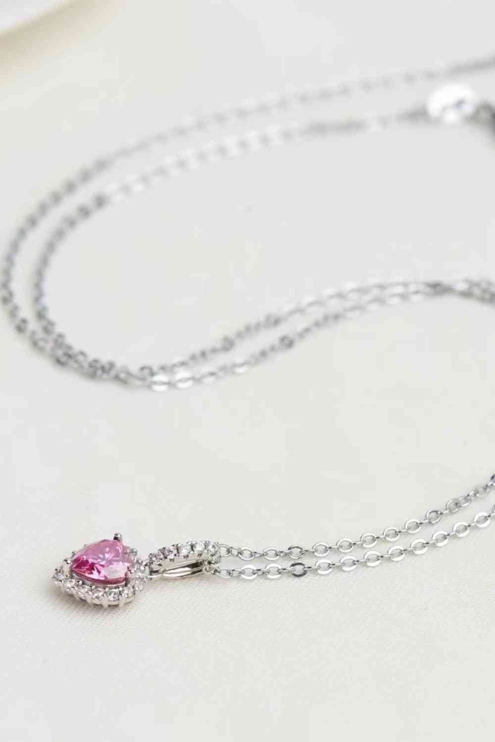 One carat pink moissanite heart pendant
