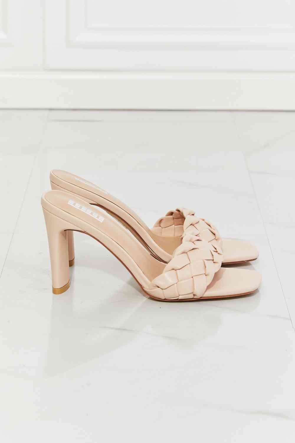 MMShoes Beige Braided Block Heel Sandals