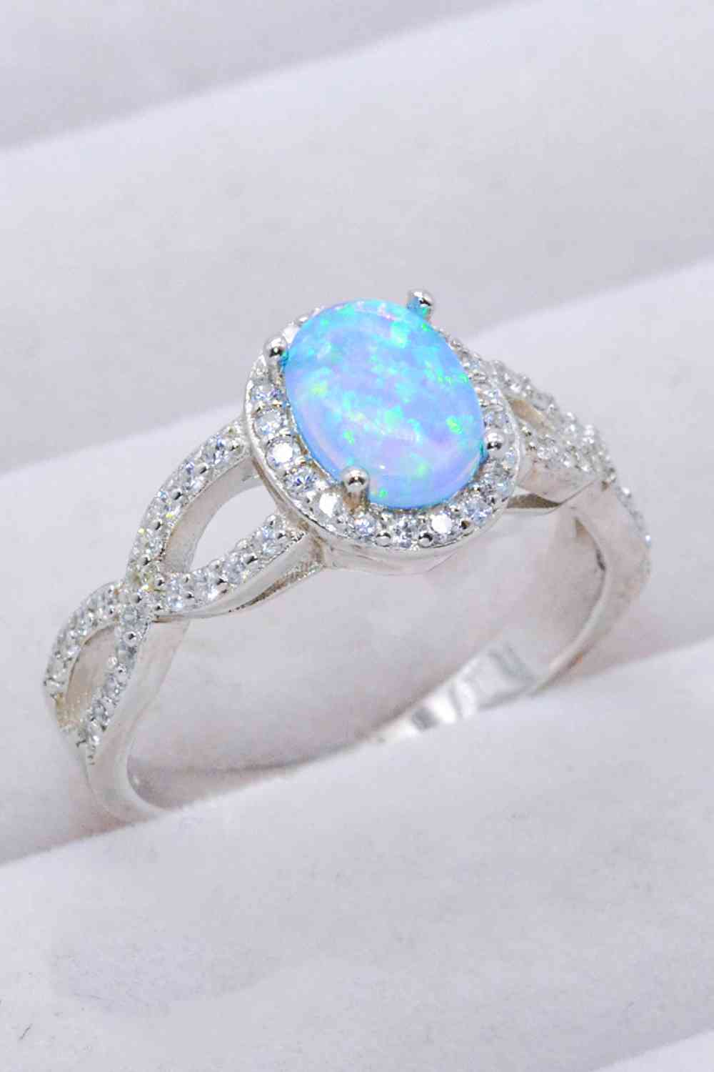 Opal Ring in Platinum Plated Sterling