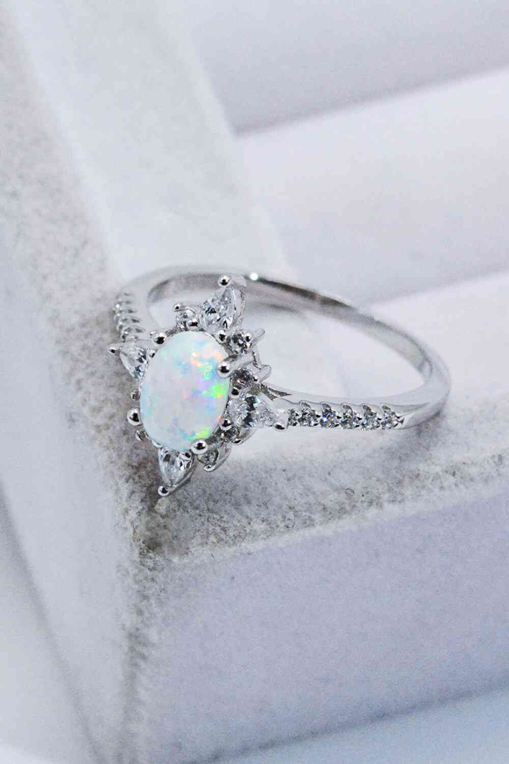 Opal and Zircon Ring