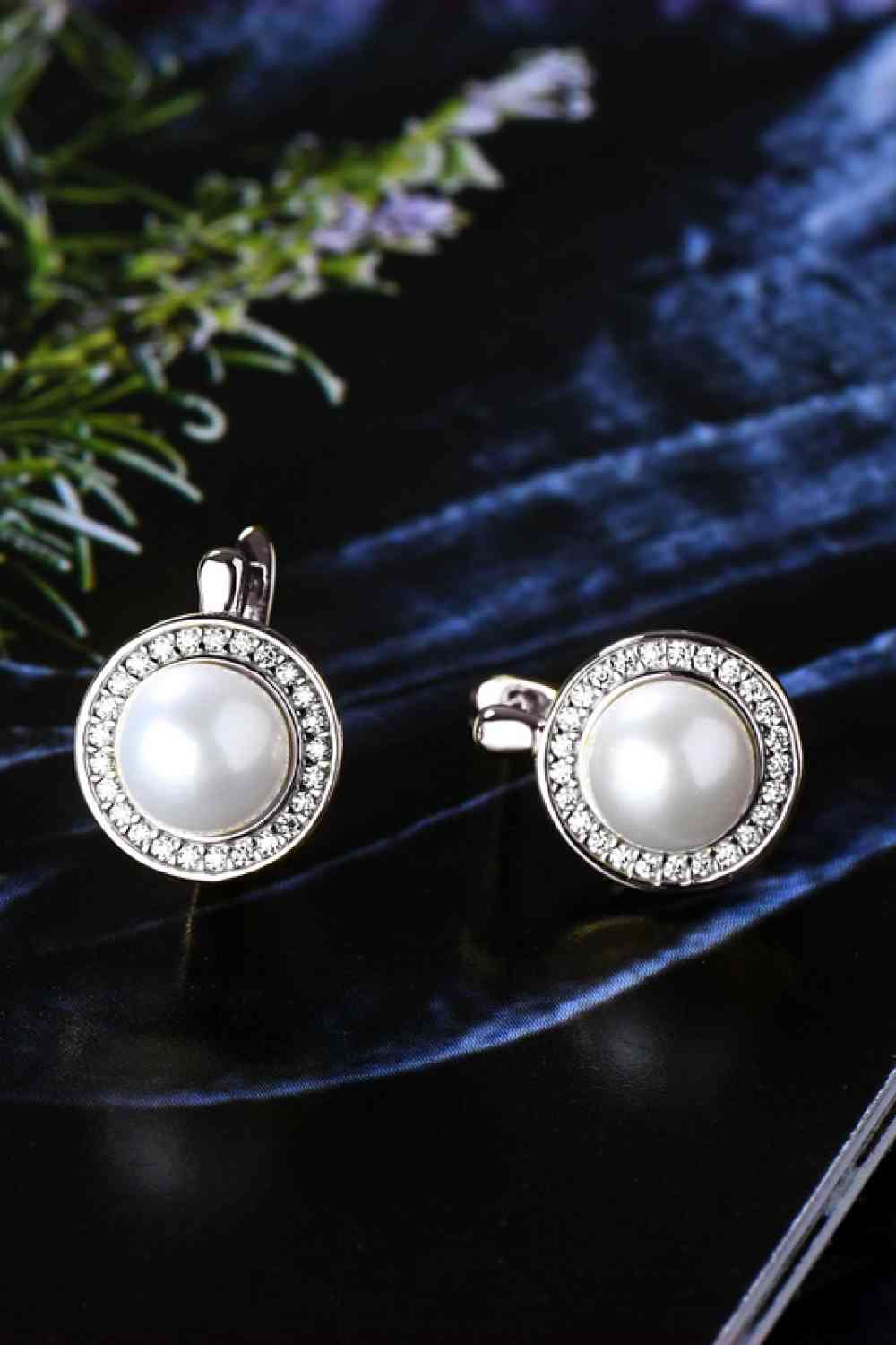 Pearl and Moissanite Sterling Silver Earrings
