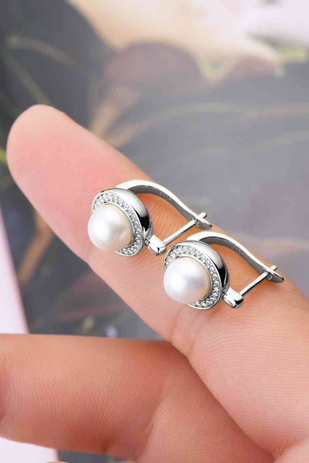 Pearl and Moissanite Sterling Silver Earrings
