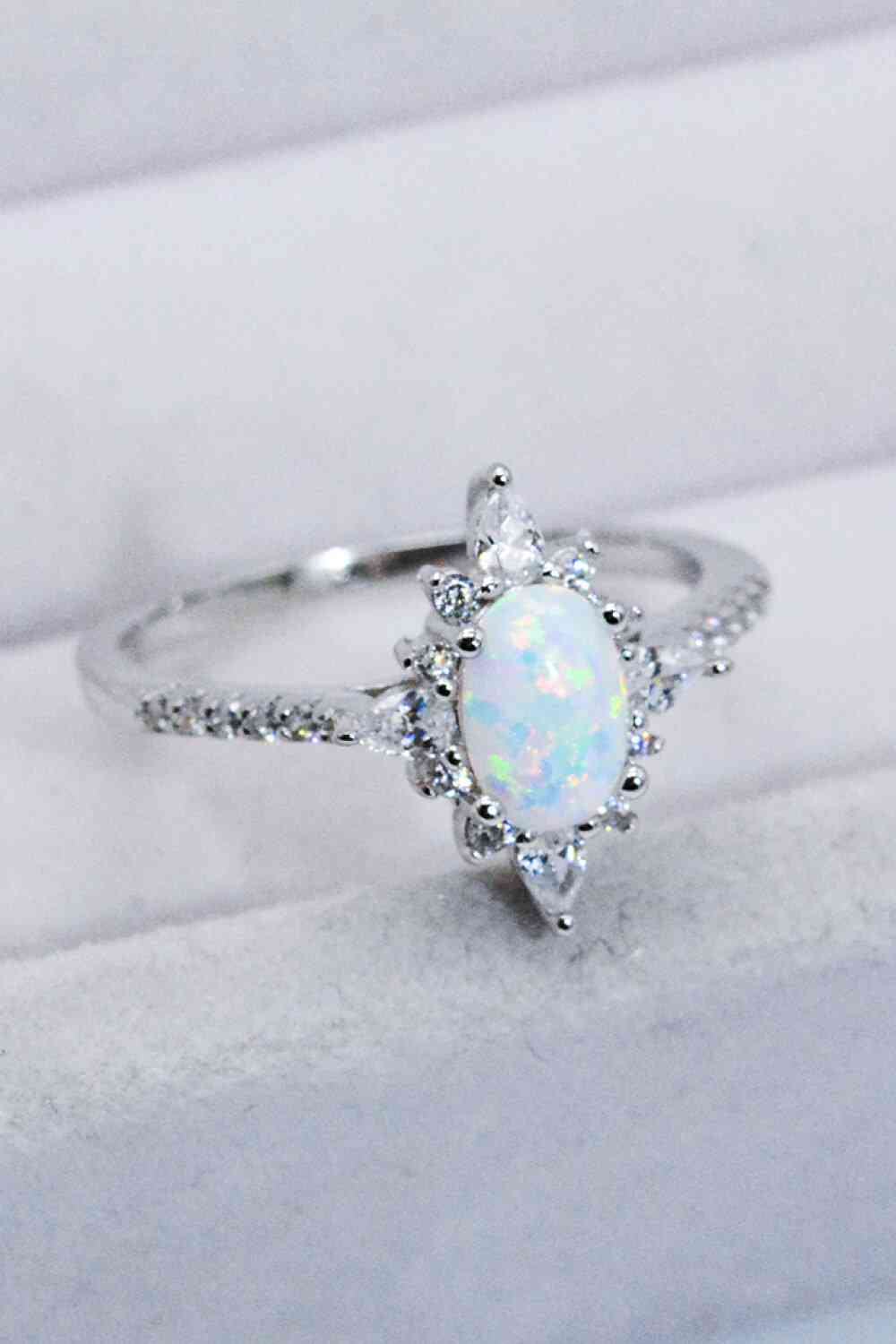 Opal and Zircon Ring