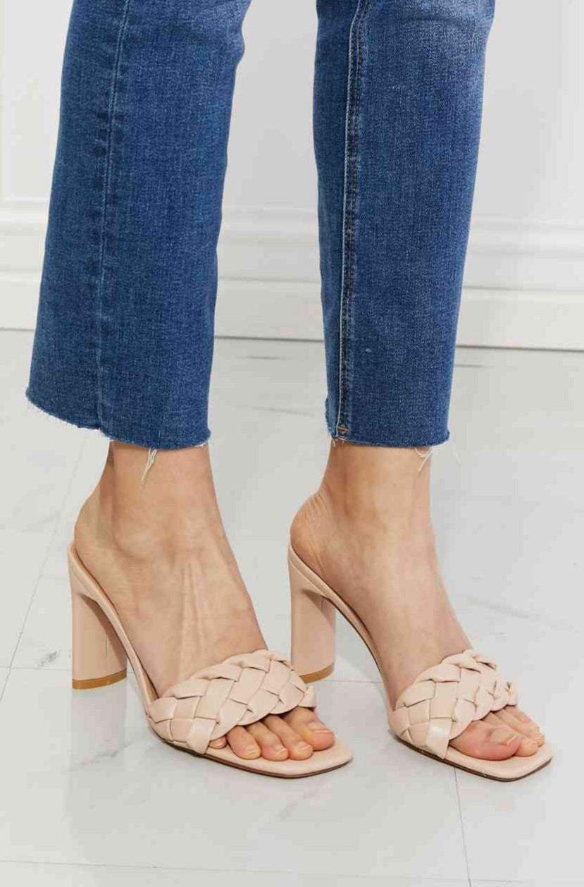 MMShoes Beige Braided Block Heel Sandals