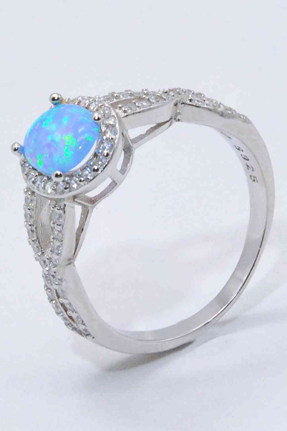 Opal Ring in Platinum Plated Sterling
