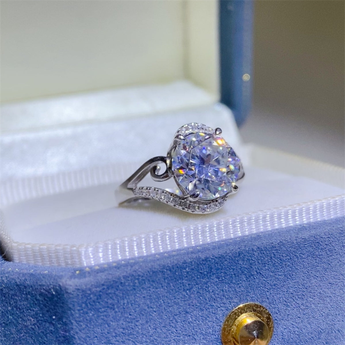 3 Carat Blue Moissanite Sterling Ring