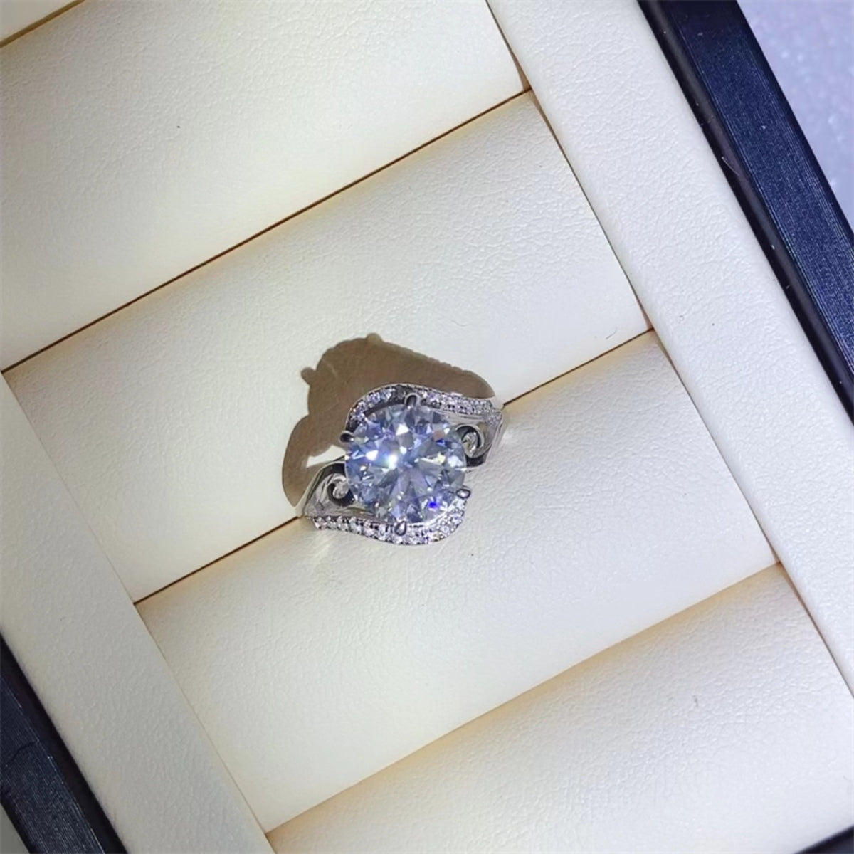 3 Carat Blue Moissanite Sterling Ring