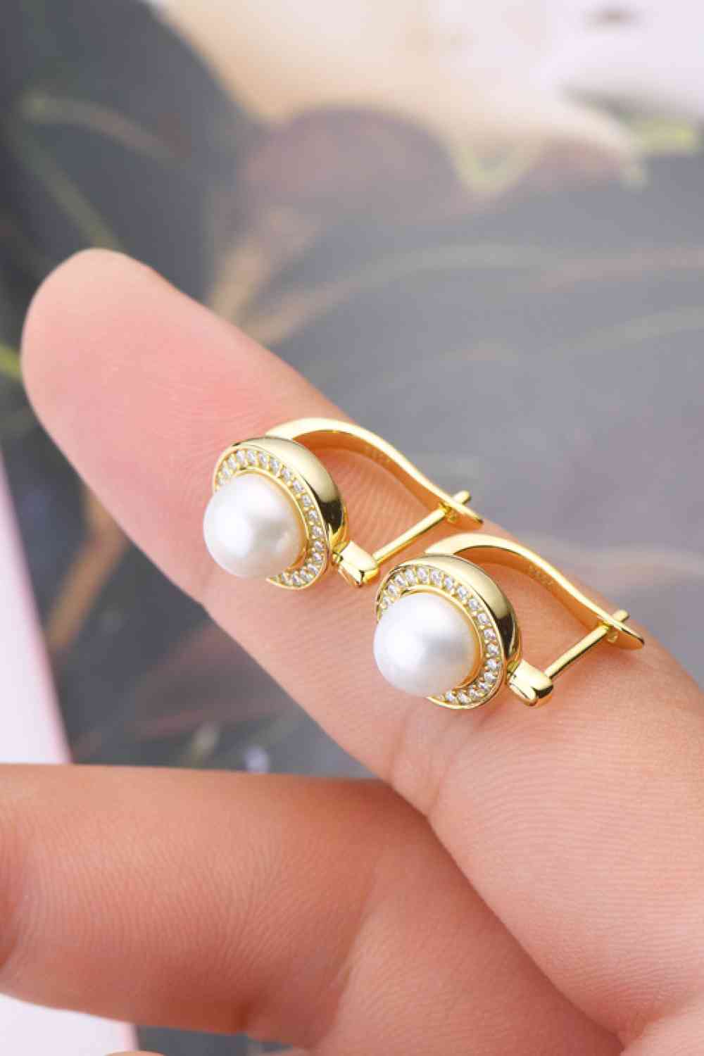 Pearl and Moissanite Sterling Silver Earrings