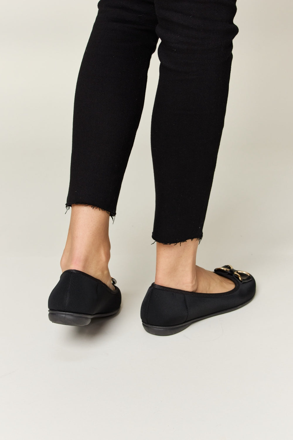 Forever Link Metal Buckle Black Flat Loafers