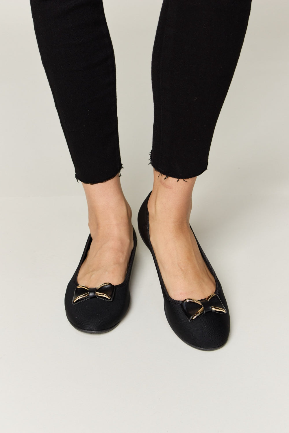 Forever Link Metal Buckle Black Flat Loafers