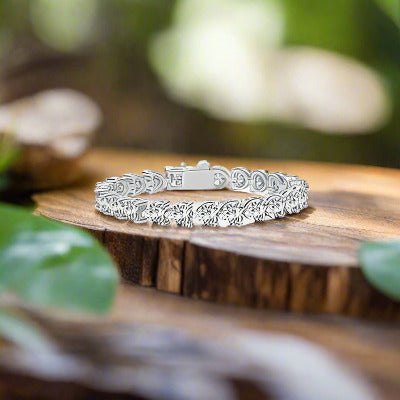 24 Carat Moissanite Heart Bracelet Set in Sterling Silver