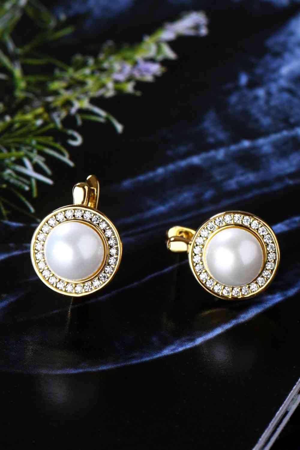 Pearl and Moissanite Sterling Silver Earrings