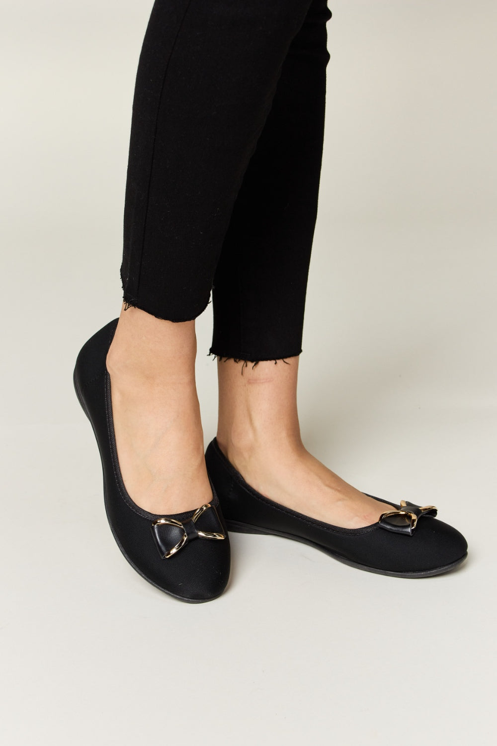 Forever Link Metal Buckle Black Flat Loafers