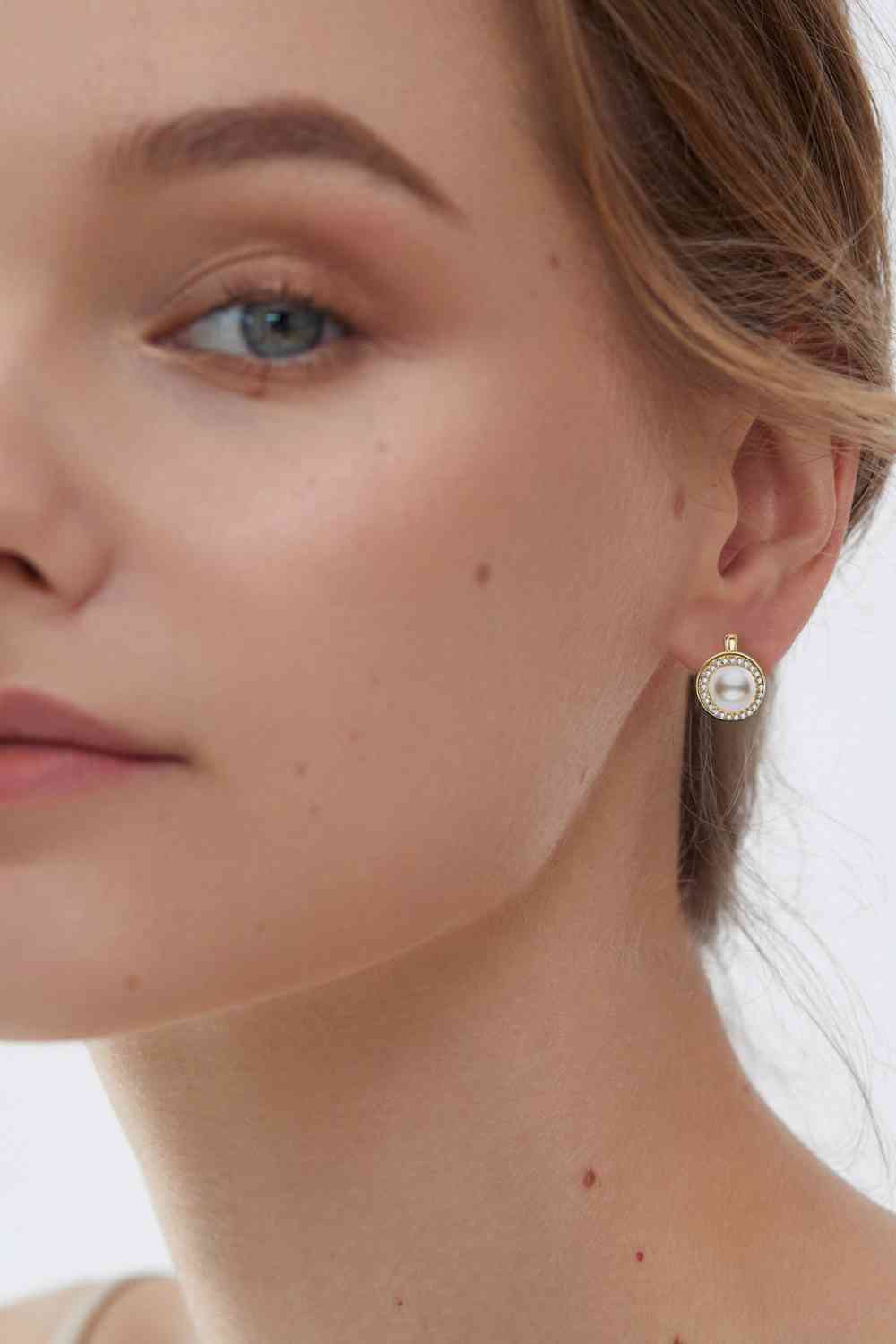 Pearl and Moissanite Sterling Silver Earrings