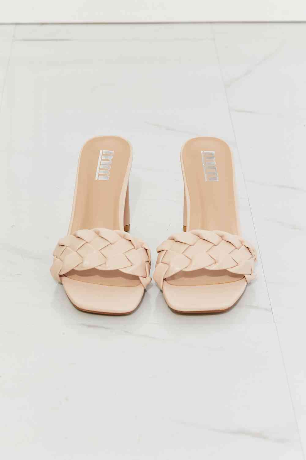 MMShoes Beige Braided Block Heel Sandals