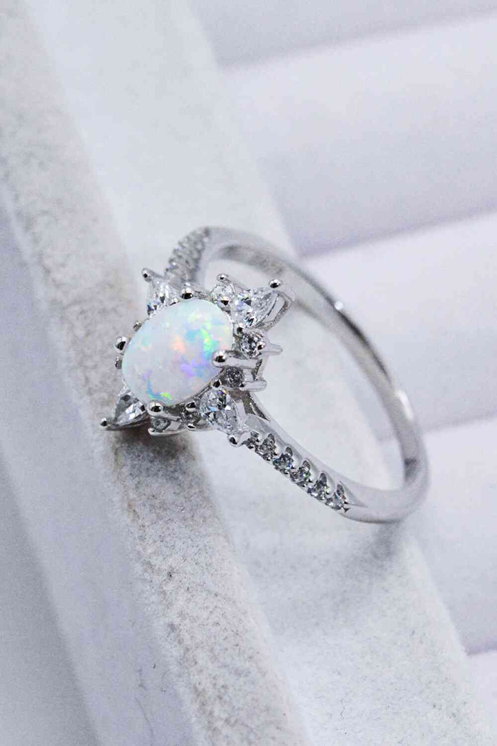 Opal and Zircon Ring