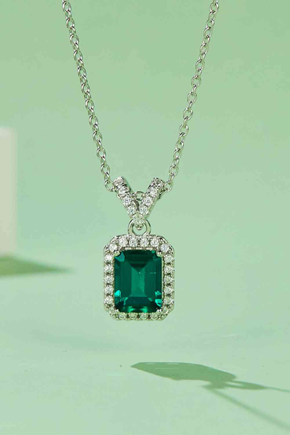 1 1/4 Carat Lab-Grown Emerald Pendant Necklace