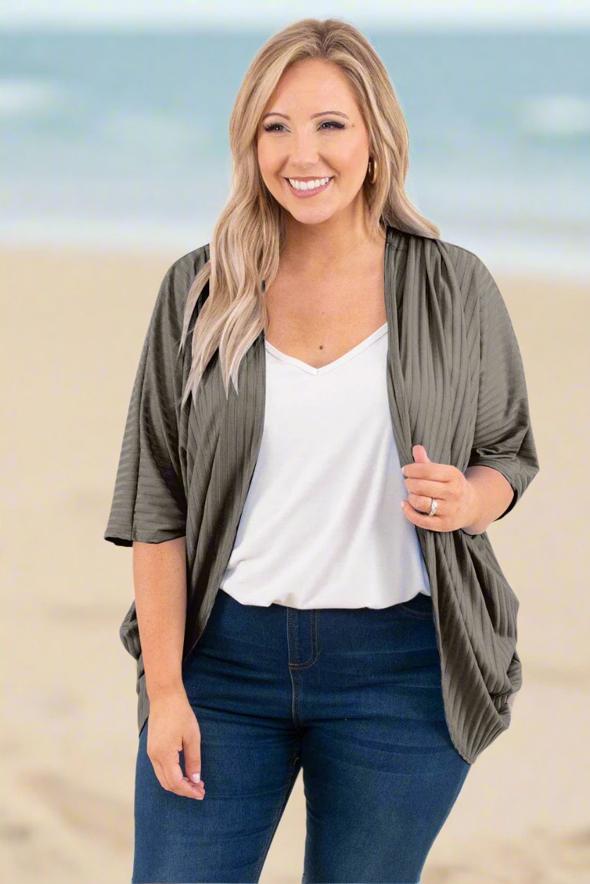 Plus Size Ribbed Cocoon Cover Up