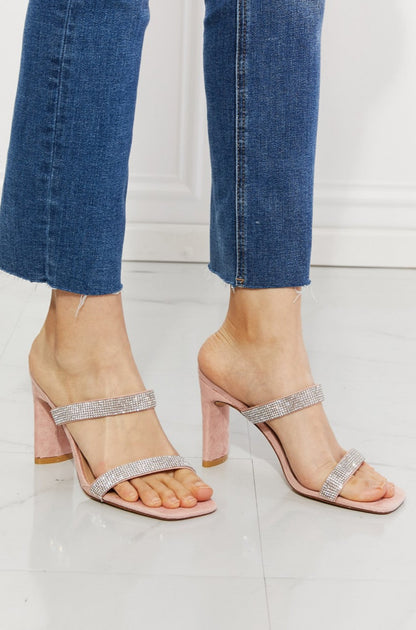 MMShoes Leave A Little Sparkle Block Heel Sandal in Pink
