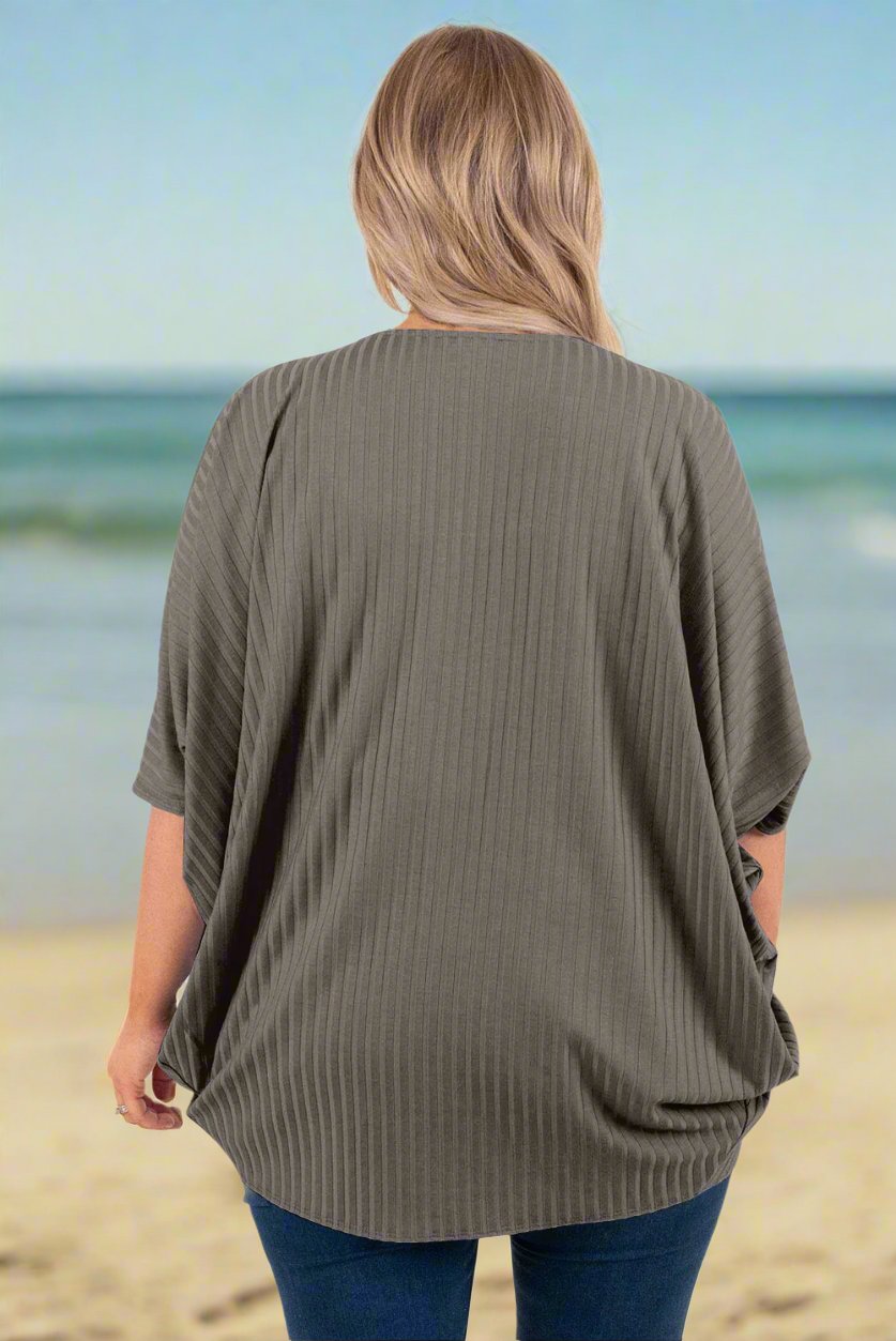 Plus Size Ribbed Cocoon Cover Up