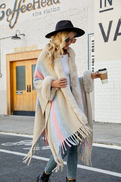 Striped Poncho Cover-Up