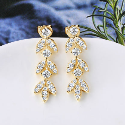 Sterling Silver Moissanite Leaf Earrings