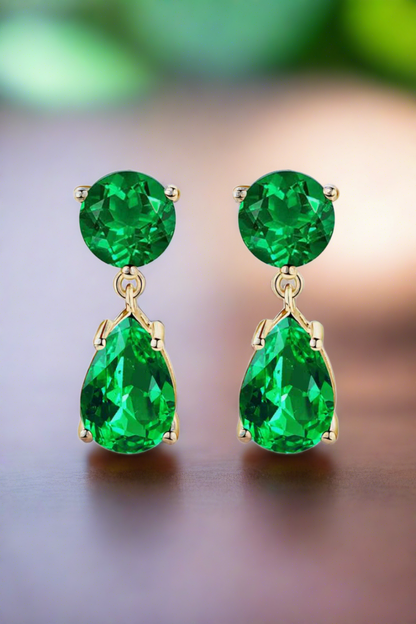 Lab Grown Emerald Drop Earrings