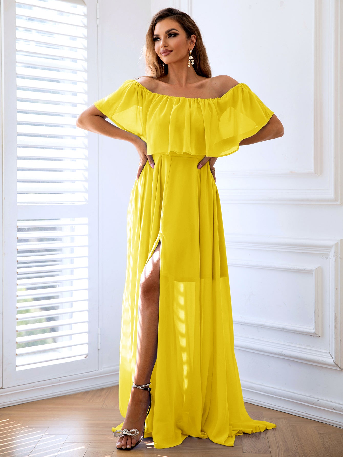 Dreamy Off-Shoulder Layered Loungedress