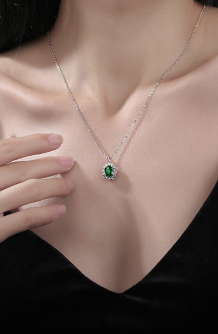 1 1/2 Carat Lab-Grown Emerald Necklace