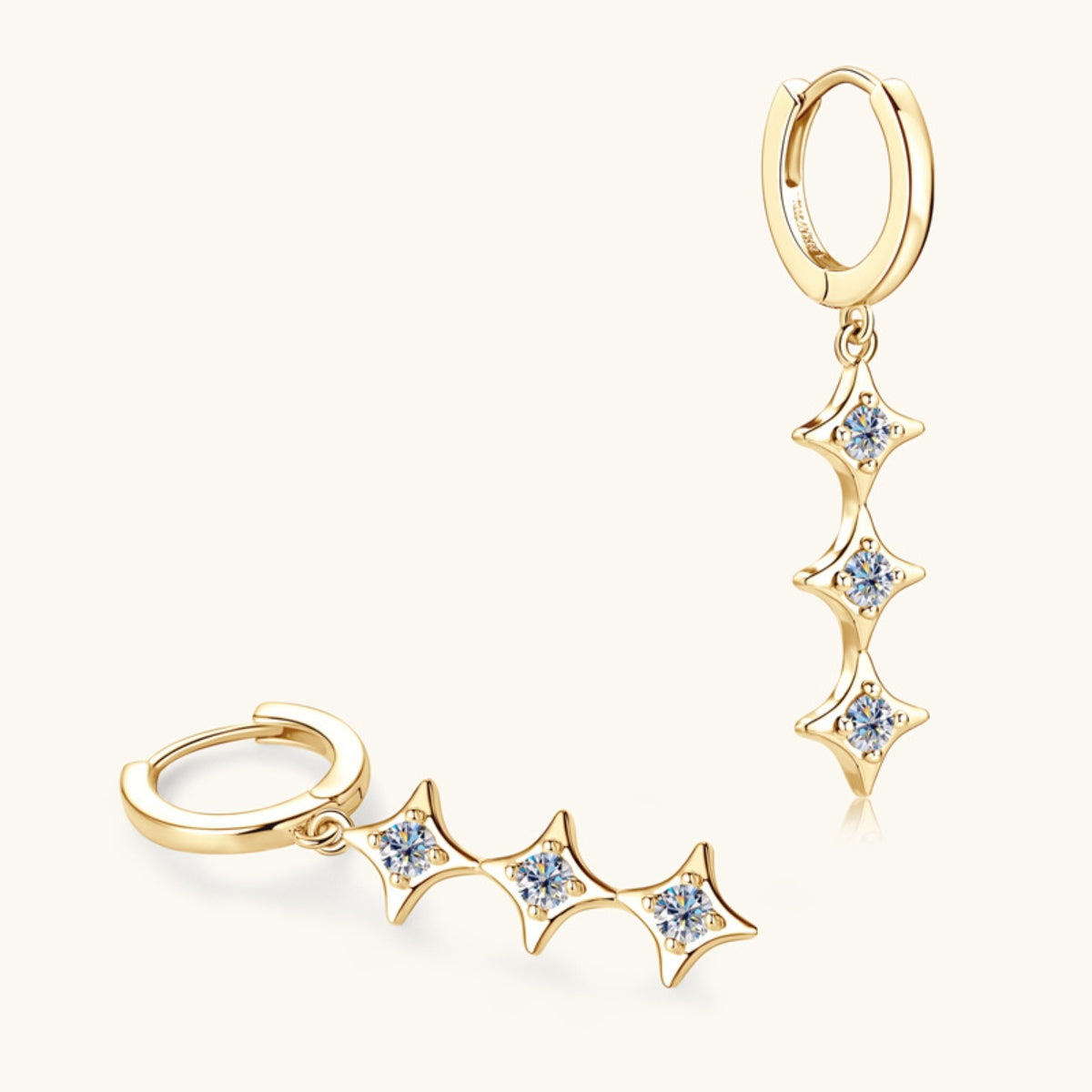 moissanite and gold plated sterling earrings