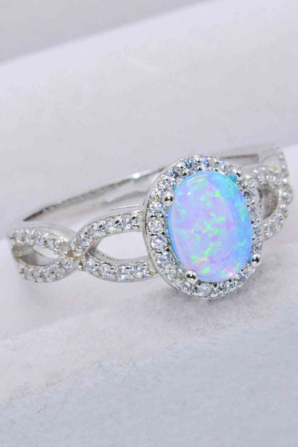 Opal Ring in Platinum Plated Sterling