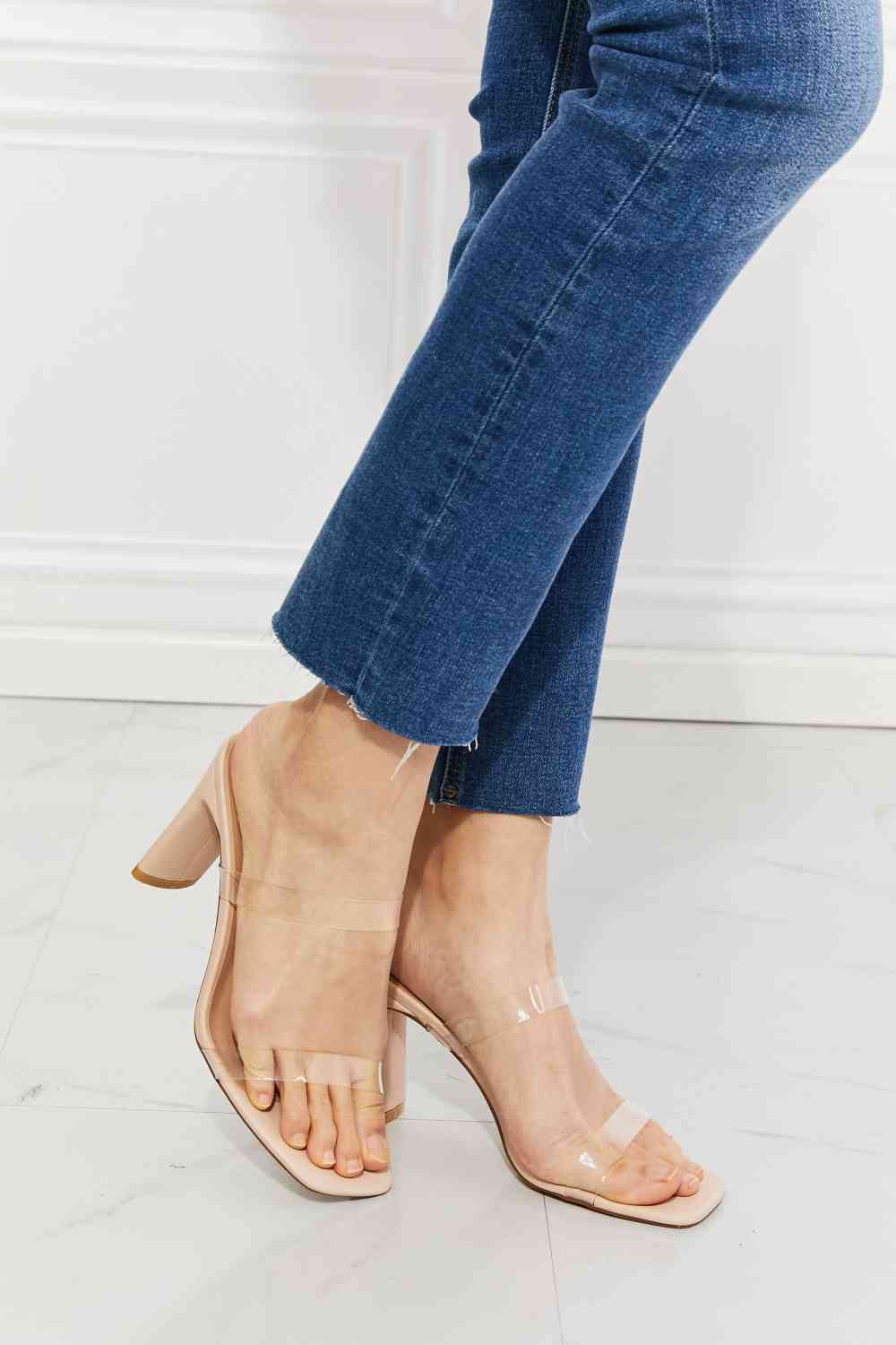 MMShoes Beige Transparent Strap Sandal