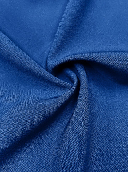 Close up of blue fabric used in high low blouse