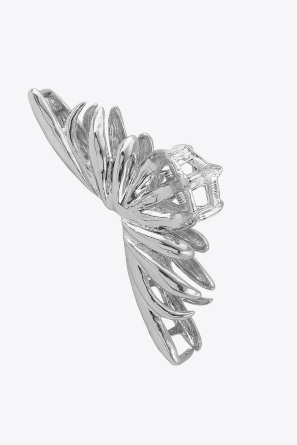 Angle view of silver color polished claw clip